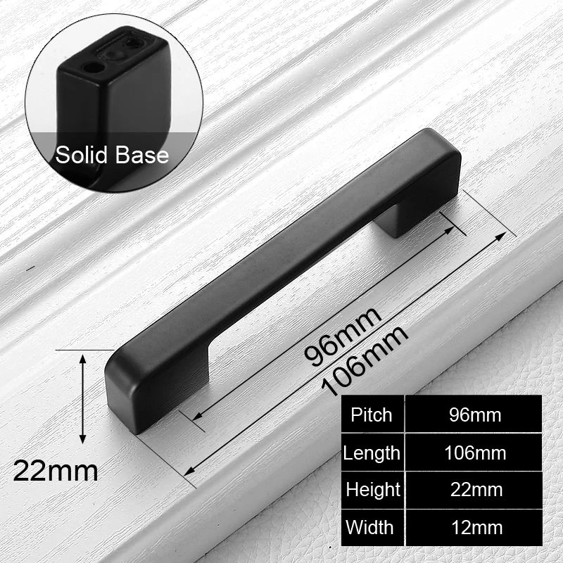 Moderne Schwarze Möbelgriffe Aluminium Schrank Schubladen Knöpfe versch. Lochabstände