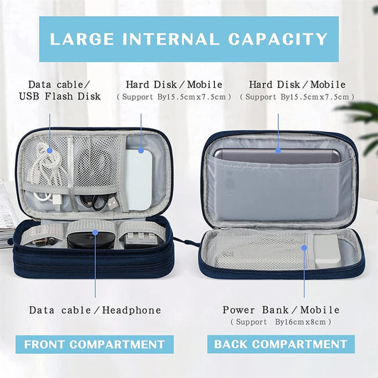 Wasserdichter Elektronik Organizer mit Doppeltem Stauraum für Kabel und Powerbank