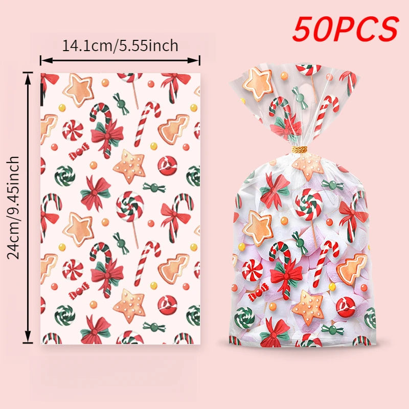 50er Set Weihnachtliche Geschenktüten mit Band Wiederverwendbar