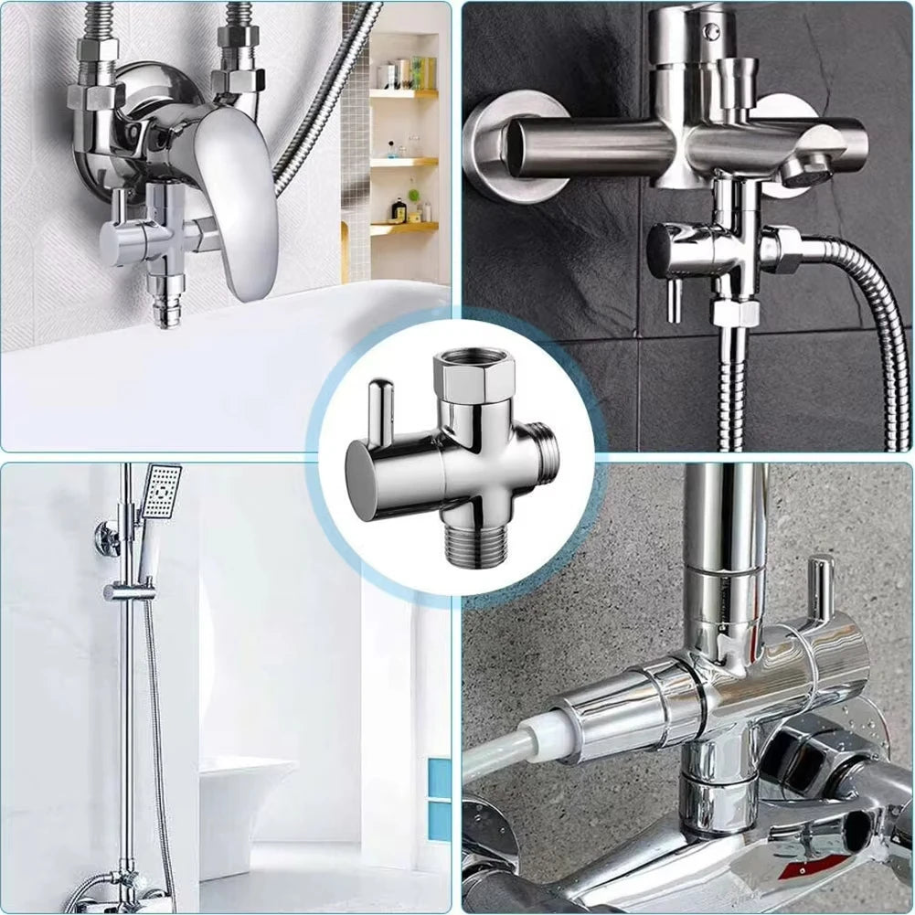 3-Wege-Umstellventil G1/2 Messing T-Adapter für Dusche Wasserhahn Anschluss