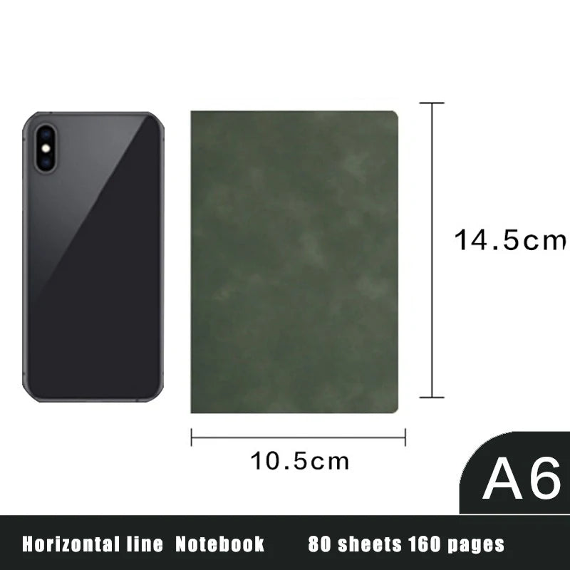 A6 Notizbuch Business Leder Optik Liniert 160 Seiten Notizen Journal