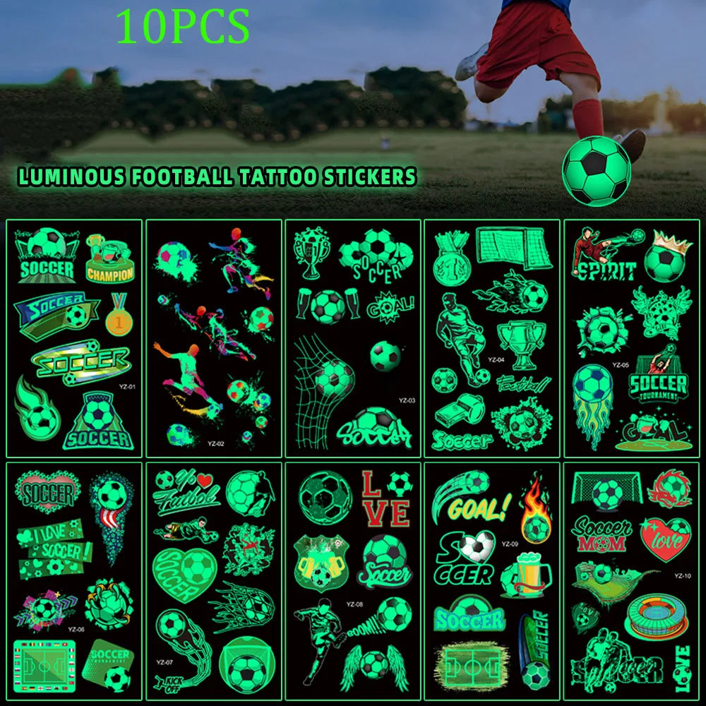 Temporäre Fußball Tattoos Set mit 10 wasserdichten Aufklebern