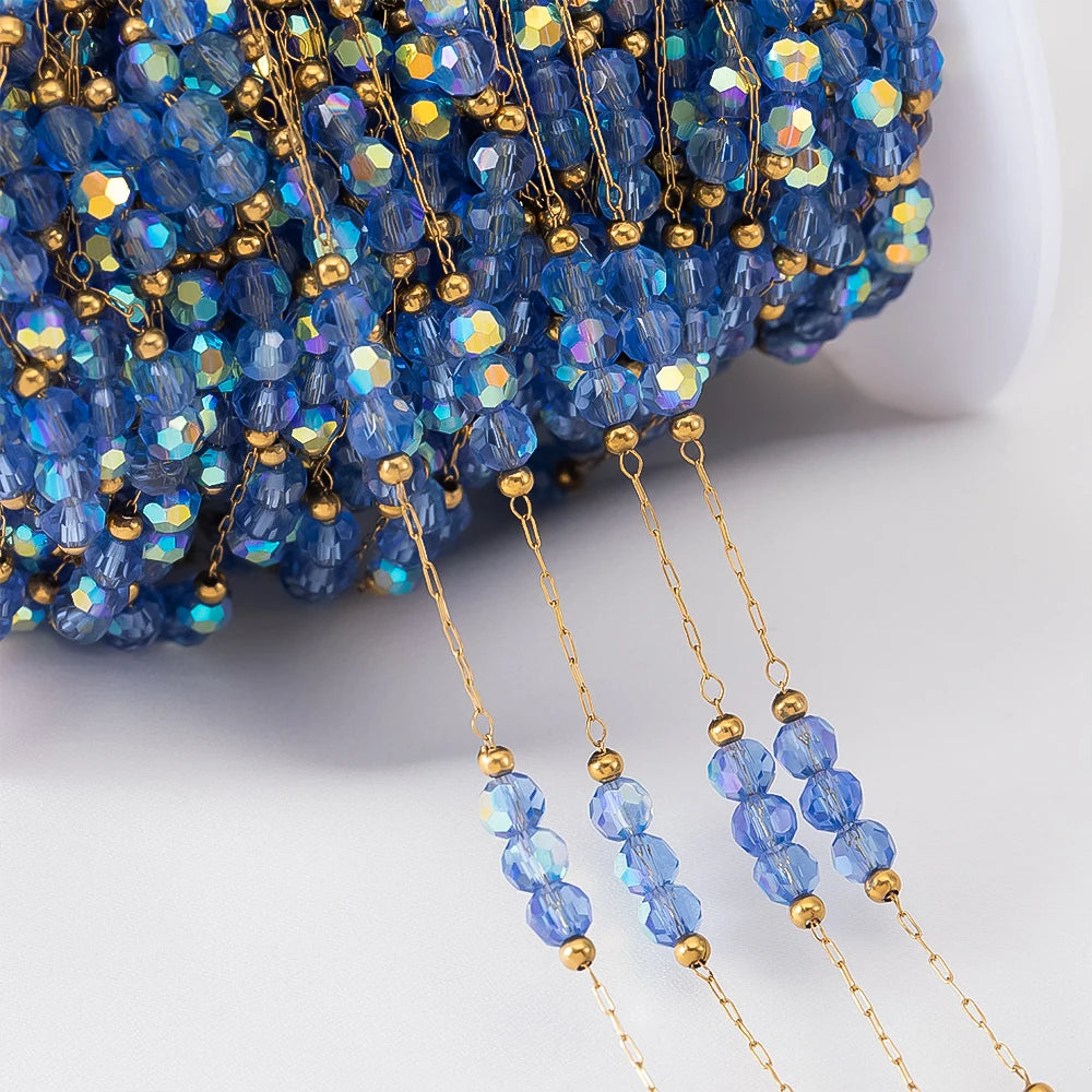 Edelstahl Perlenkette 1 Meter mit Farbverlauf für DIY Schmuck