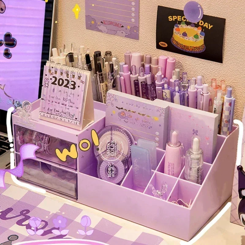 Schreibtisch Organizer Box mit 9 Fächern – Kawaii Stiftehalter für Schüler-Yabubest - Home & More