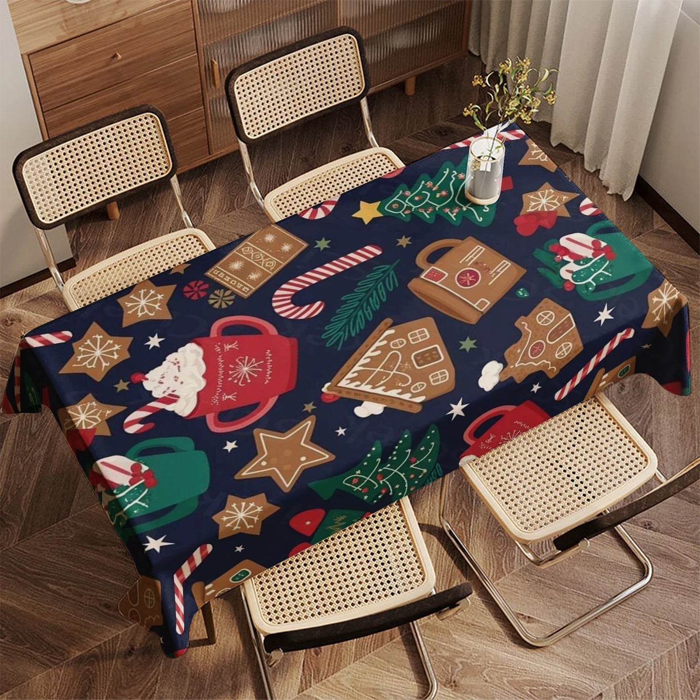 Festliche rechteckige Weihnachtstischdecke für Zuhause und Feiern