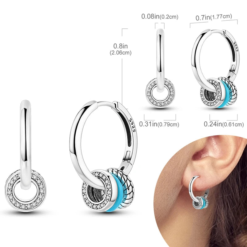 925 Sterling Silber Creolen mit Zirkonia Wassertropfen für Damen