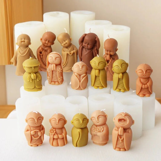 3D Silikon Kerzenform Kleine Buddha Mönch für DIY Dekoration