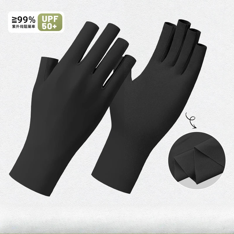 Damen elastische Anti-UV Halbfinger Handschuhe Sommer Radfahren Fäustlinge