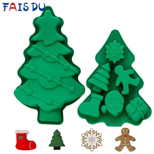 3D Weihnachtsbaum Silikonform für Schokolade Kuchen Süßigkeiten Kerzen