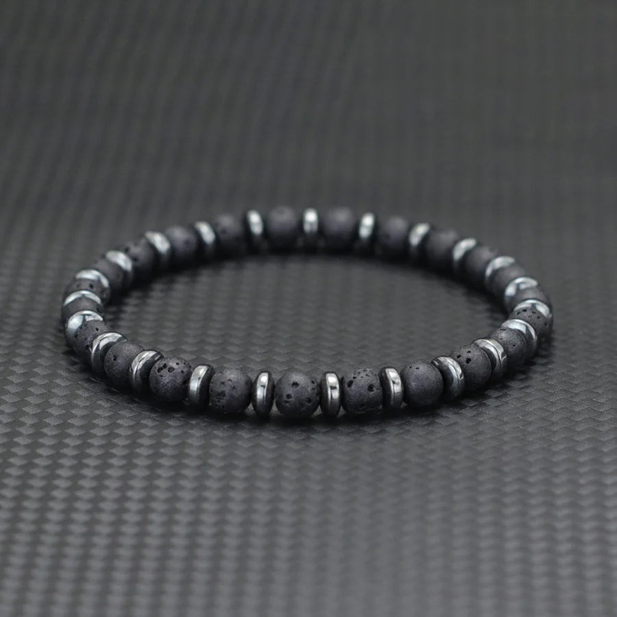 Männer Naturstein Armband 6mm Perlen Lava Tigerauge Hämatit Schutz