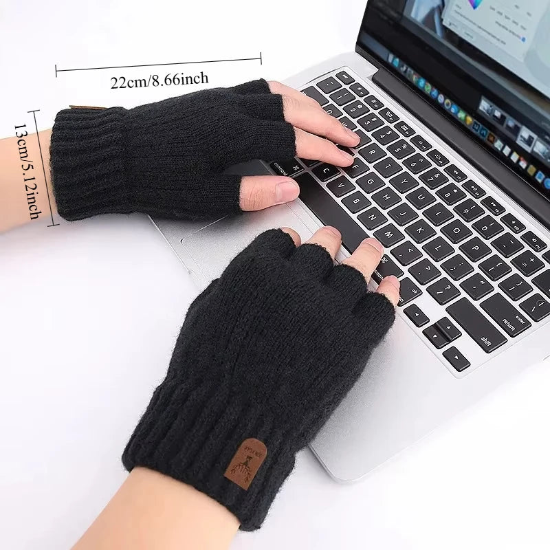 Winter Halbfinger Handschuhe Strick Thermo Warm Dehnbar Unisex