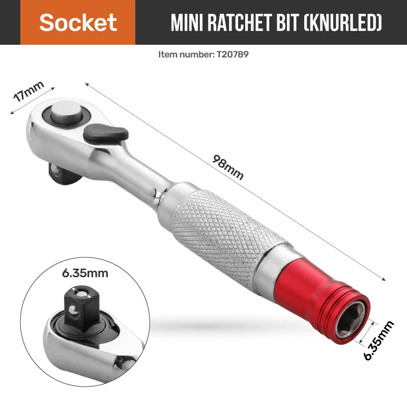 Hi-Spec 1/4 Zoll Doppelkopf-Schnellratschenschlüssel - Mini-Steckschlüsselsatz-Yabubest - Home & More