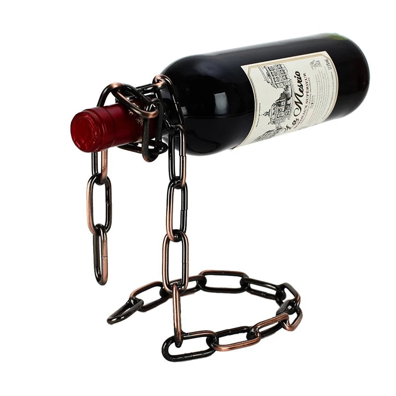 Umweltfreundlicher Weinständer mit Eisenkette für stilvolle Aufbewahrung
