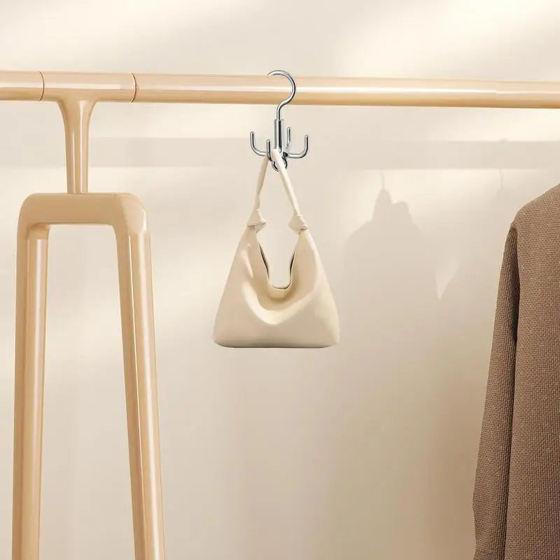 360° Drehbarer Schrankhaken aus Polyester mit 4 Haken für Gürtel - Taschen