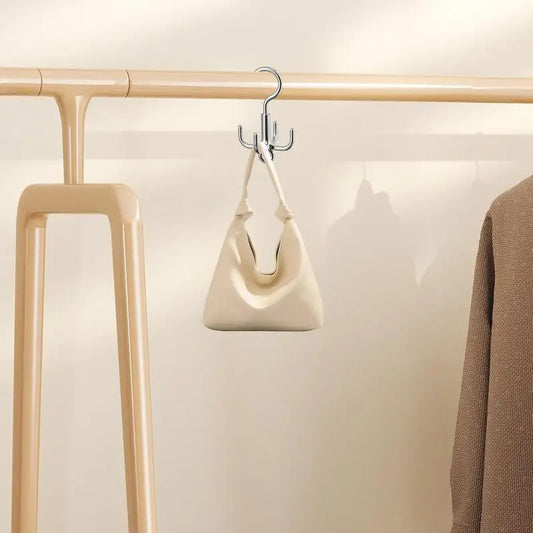 360° Drehbarer Schrankhaken aus Polyester mit 4 Haken für Gürtel - Taschen