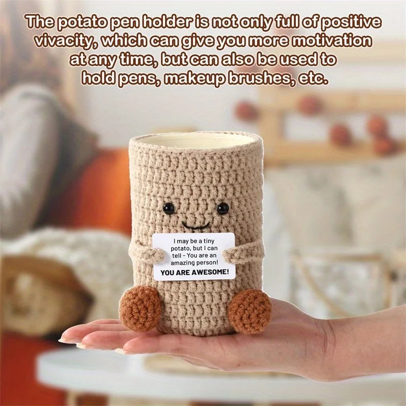 Lustiger Kartoffel Stifthalter Handgefertigter Desktop Organizer mit Korb