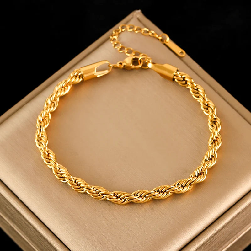 Edelstahl Gliederkette Armband für Frauen 18K vergoldet trendig