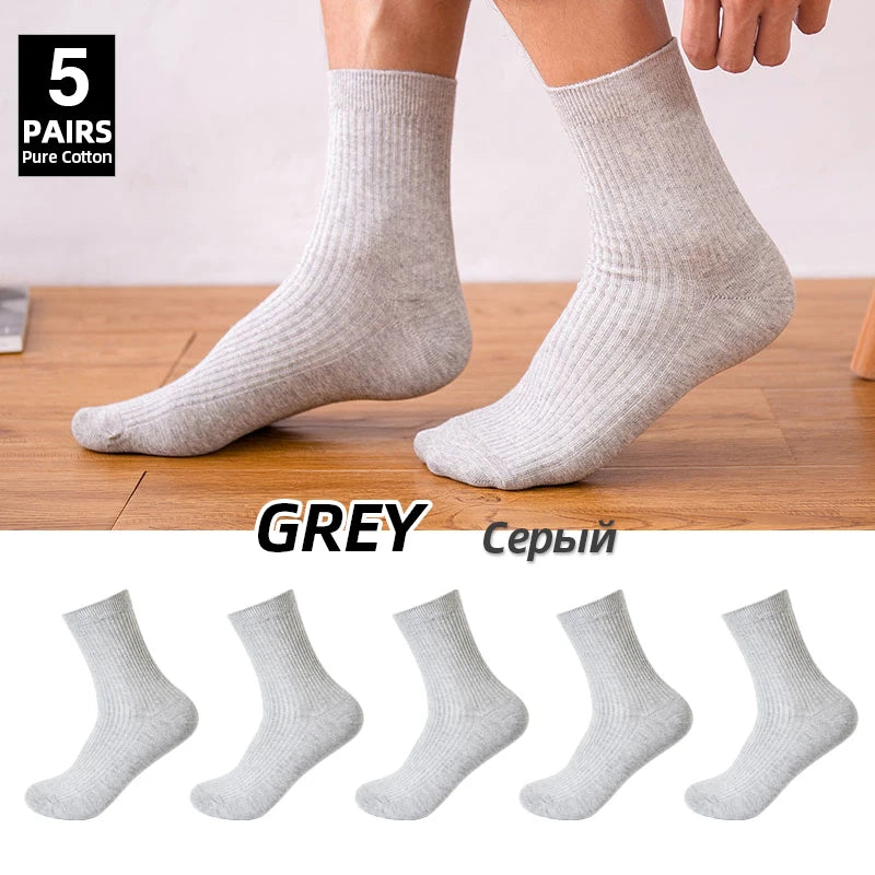 Atmungsaktive reine Baumwollsocken 5er Pack für Herren Business