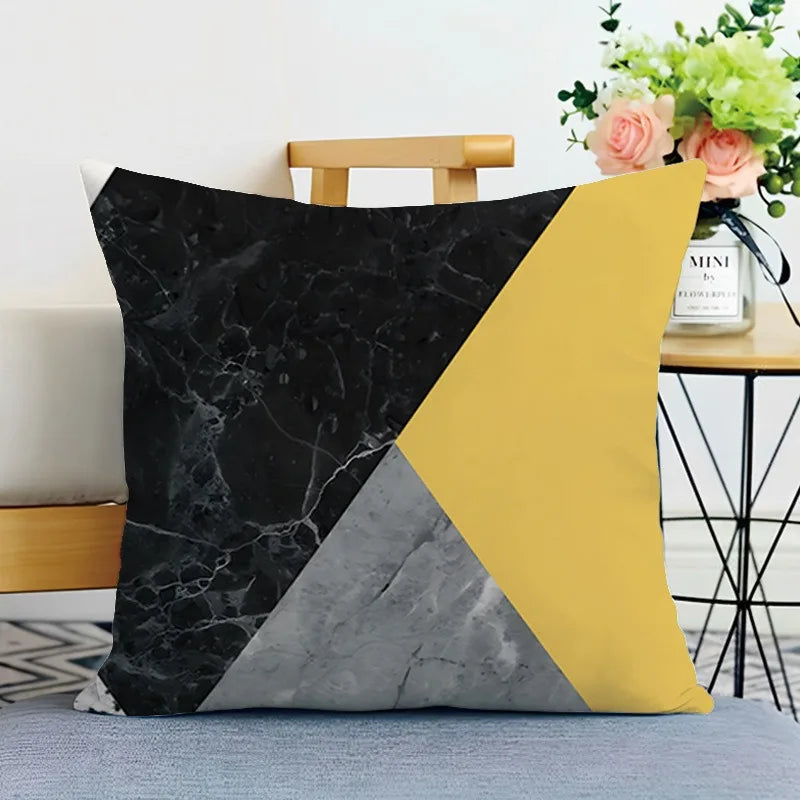 Geometrischer Kissenbezug Gelb Schwarz für Sofa und Wohnzimmer
