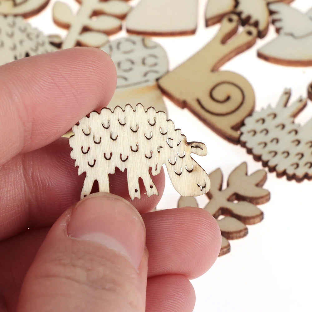50 Holz Ornamente Tiere lasergeschnitten zum Basteln und Dekorieren