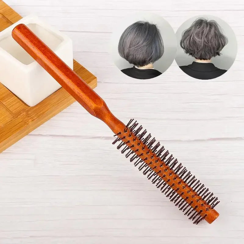 Runde Haarbürste Mit Natürlichen Borsten Für Lockiges Haar Und Styling