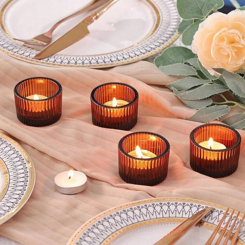 Kerzenhalter-Set aus Glas 4 Stück 2x1,4 Zoll Teelichthalter-Yabubest - Home & More