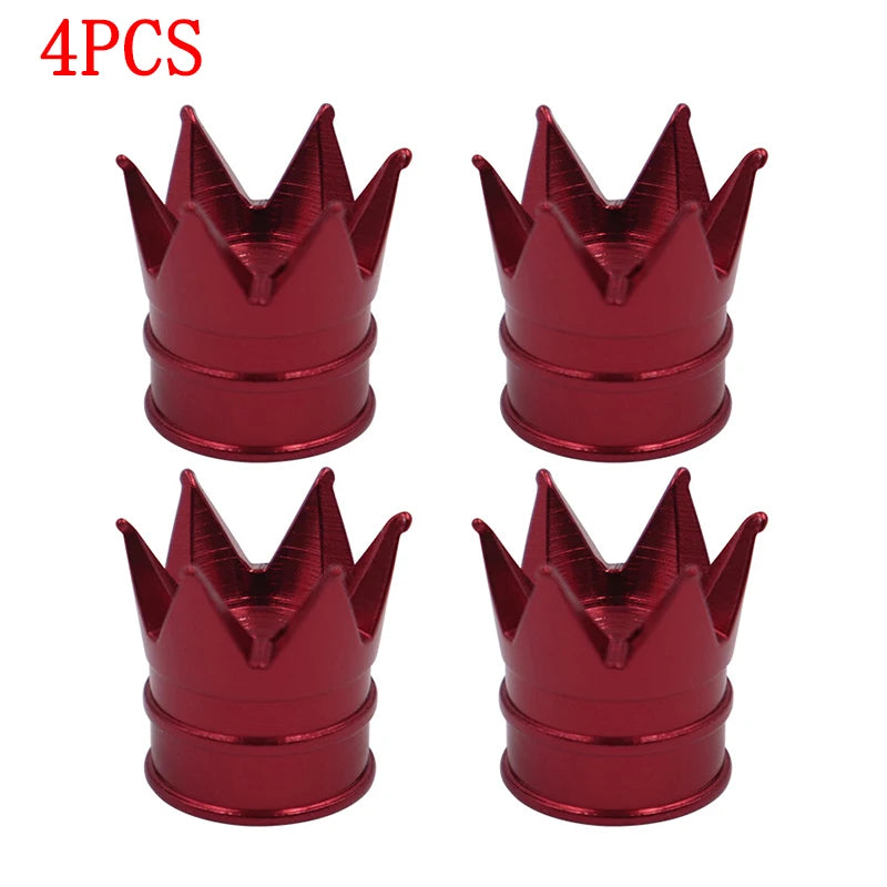 4er Set Aluminium Crown Reifenventilkappen Staubdicht für Auto Motorrad