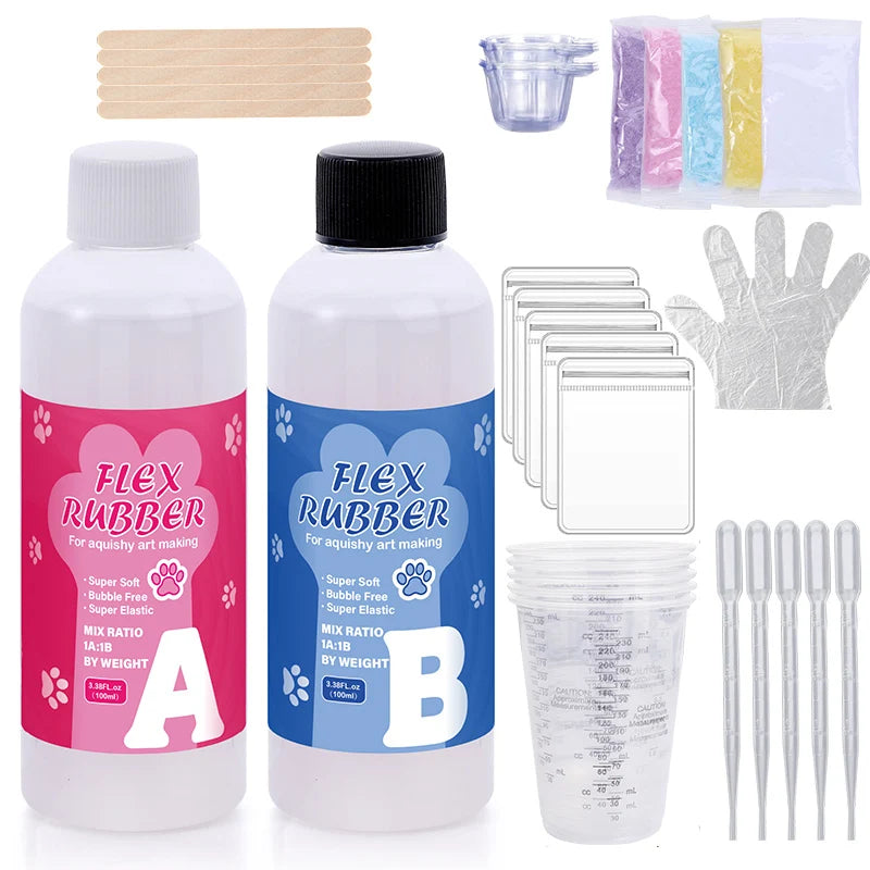 Flüssiges Silikongel Set für Squishy Basteln in 4 Größen mit 1 zu 1 Mischung