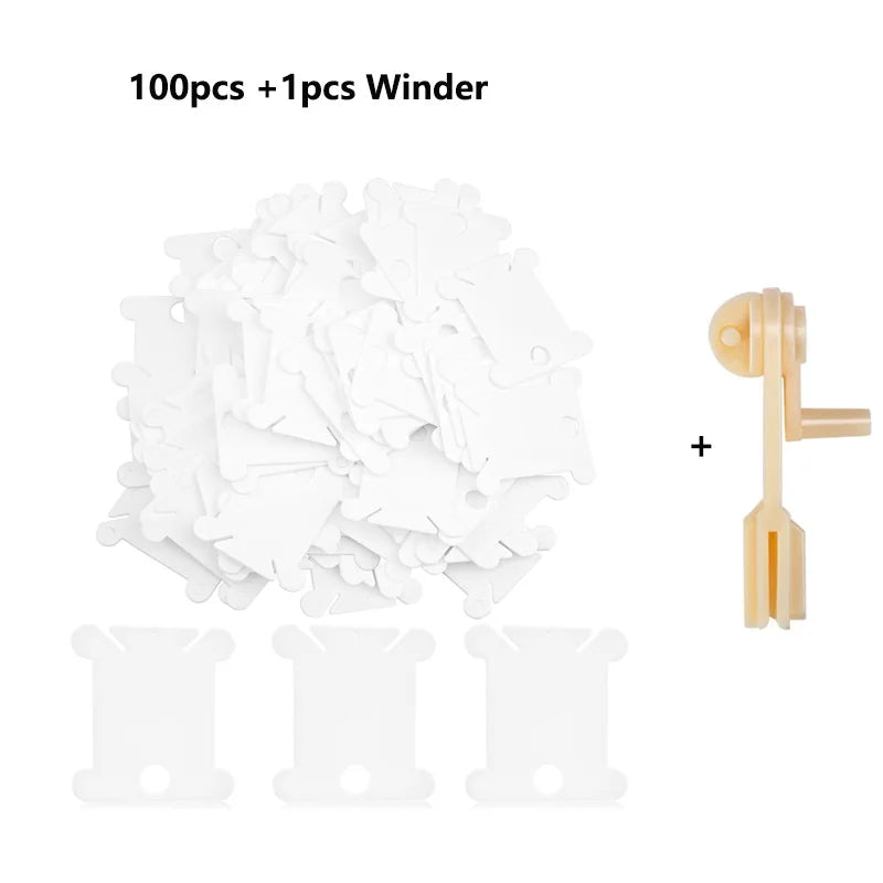 Kunststoff Zahnseide Spulen mit Wickler Kreuzstich Karte Fadenhalter Set