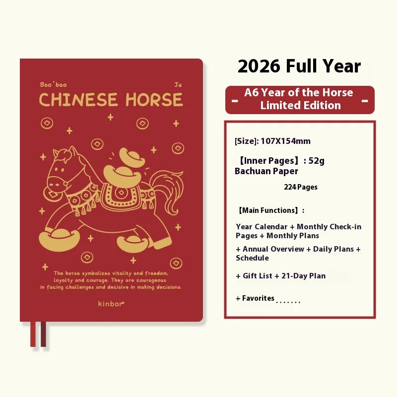 Jährliches Notizbuch 2026 A5 A6 Planner Tagesplaner mit 224 Seiten