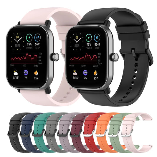 20 mm Silikonarmband kompatibel mit diversen Smartwatches komfortabel