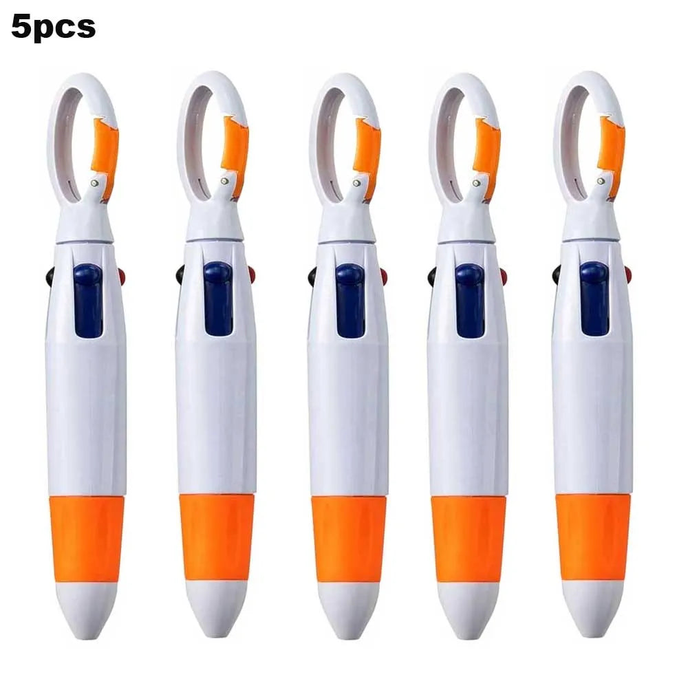 Einziehbare 4-in-1 Kugelschreiber mit Karabiner Clip Packung 4-12 Stück