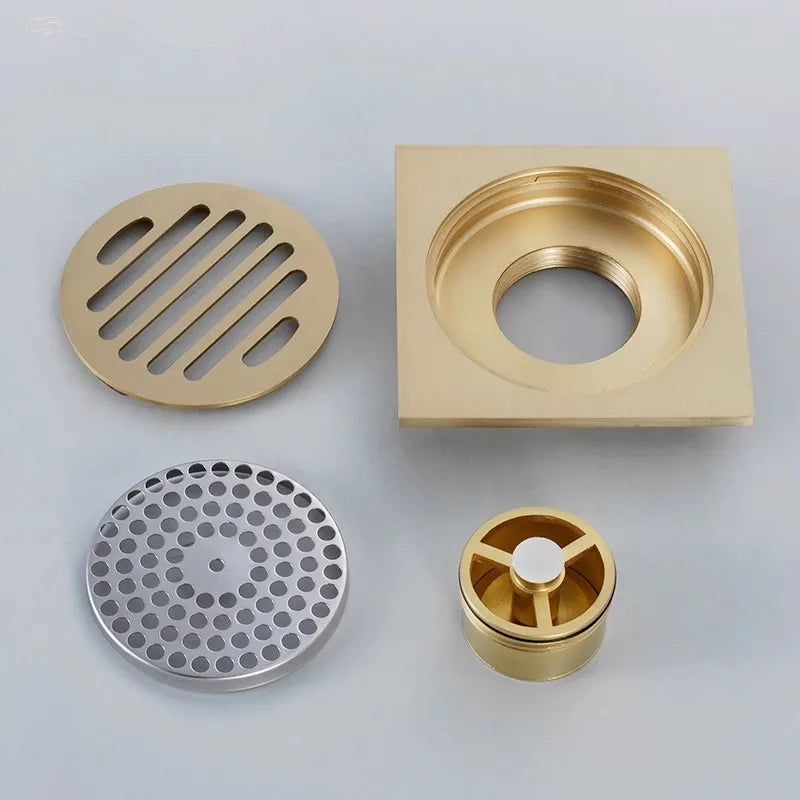 Gold Messing Bodenablauf Quadrat Dusch Boden Abfluss Sieb Abdeckung