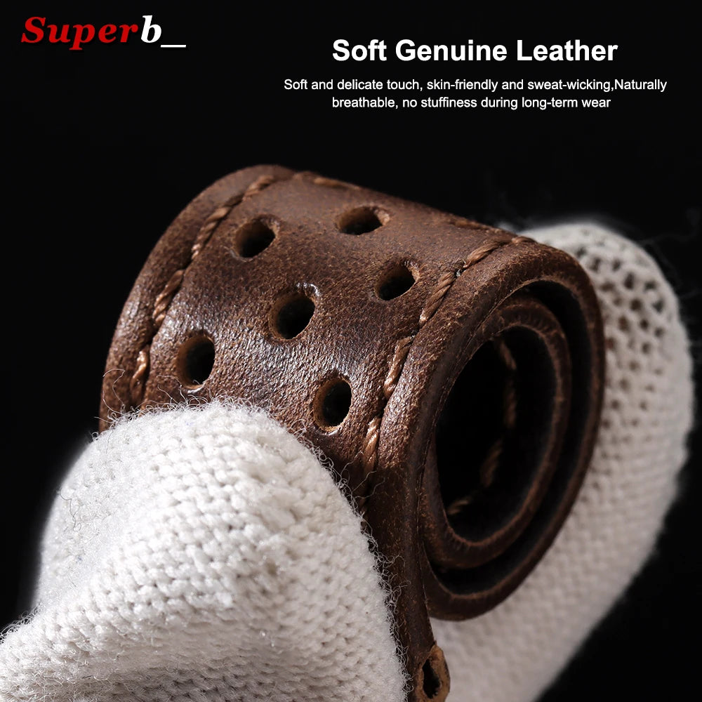 Vintage Uhrenarmband aus echtem Rindsleder in drei Breiten