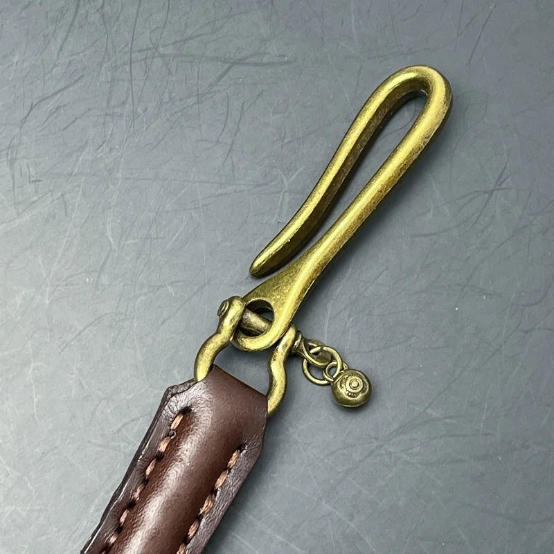 Robuster Punk Stil Leder Schlüsselanhänger mit Metallkette