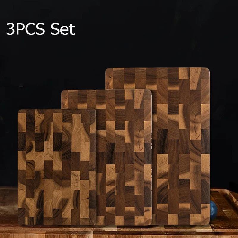 3er Set Bambus Holz Schneidebretter rutschfest für Küche und Obst Gemüse