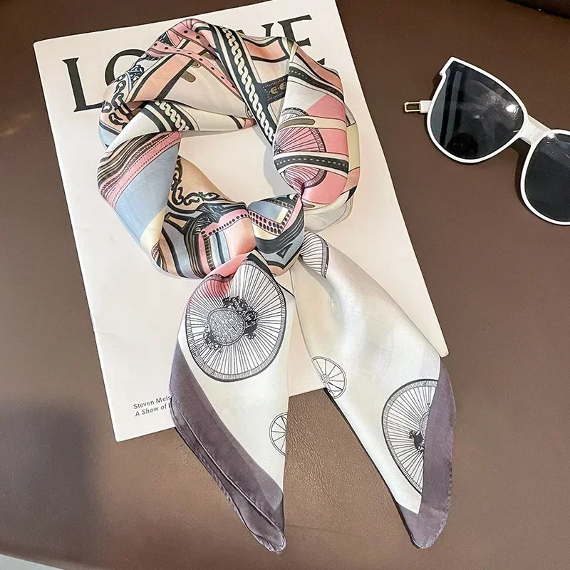 Luxus Seide Quadrat Schal Frauen Weich Satin Haarband Halstuch Büro Hijab