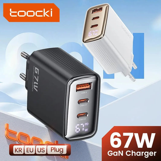 67W GaN USB-C Netzteil Digitalanzeige für Laptop, Tablet, Smartphone schnell
