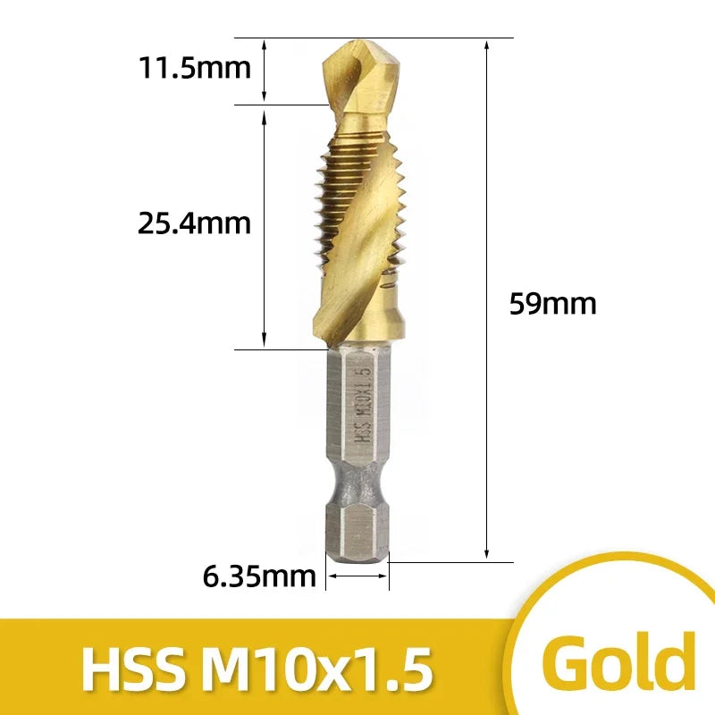 HSS Titan Überzogene Gewindebohrer Set M3-M10 mit Senker und Entgrater
