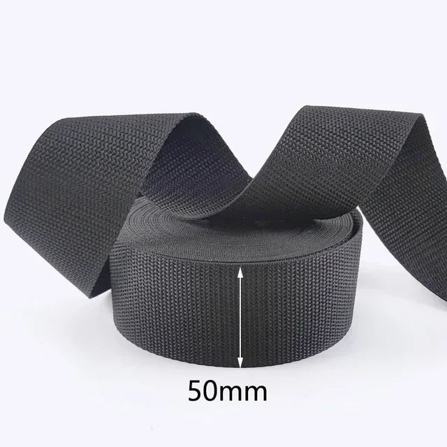 Schwarzes Nylon-Gurtband 20-100 mm für Taschen und Sicherheitsgurte