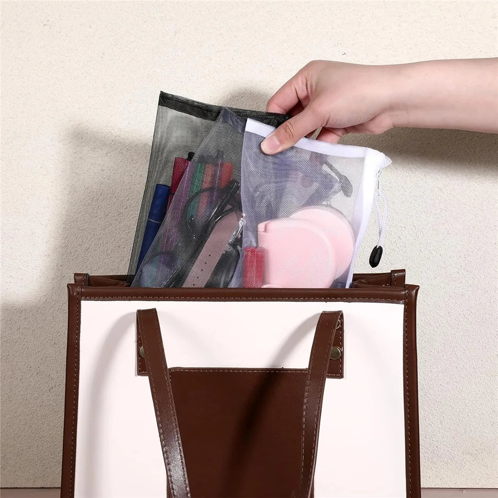 3er-Pack Netztaschen mit Reißverschluss zum organisierten Verstauen im Alltag