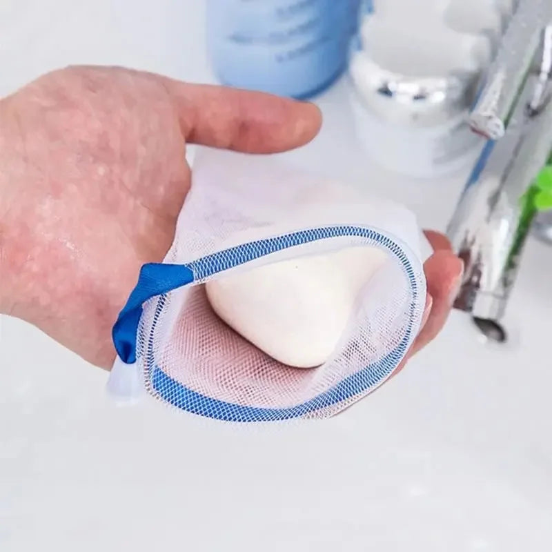 Seifenschaumnetztasche mit Aufhängung für Dusche und Körperpflege