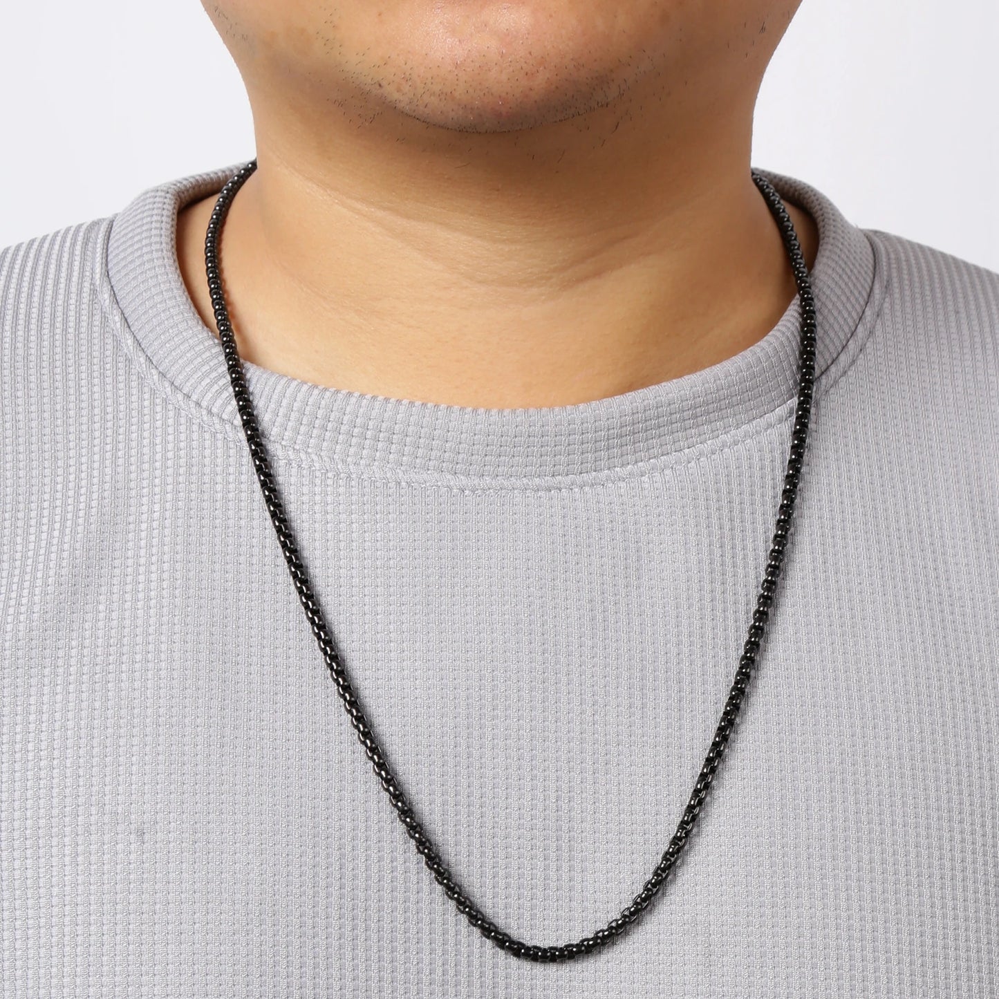 Schwarze Box Link Kette Edelstahl 2mm bis 5mm für Männer und Frauen-Yabubest - Home & More