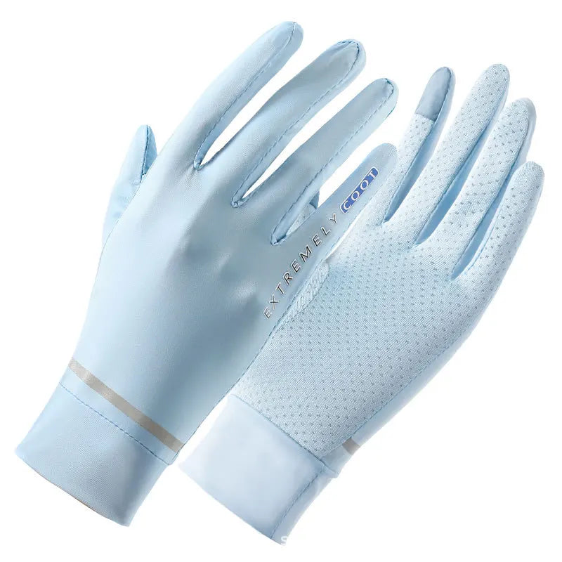 Sommerliche Eis-Seide Handschuhe mit Sonnenschutz – dünn, kühl - touchscreenfähig