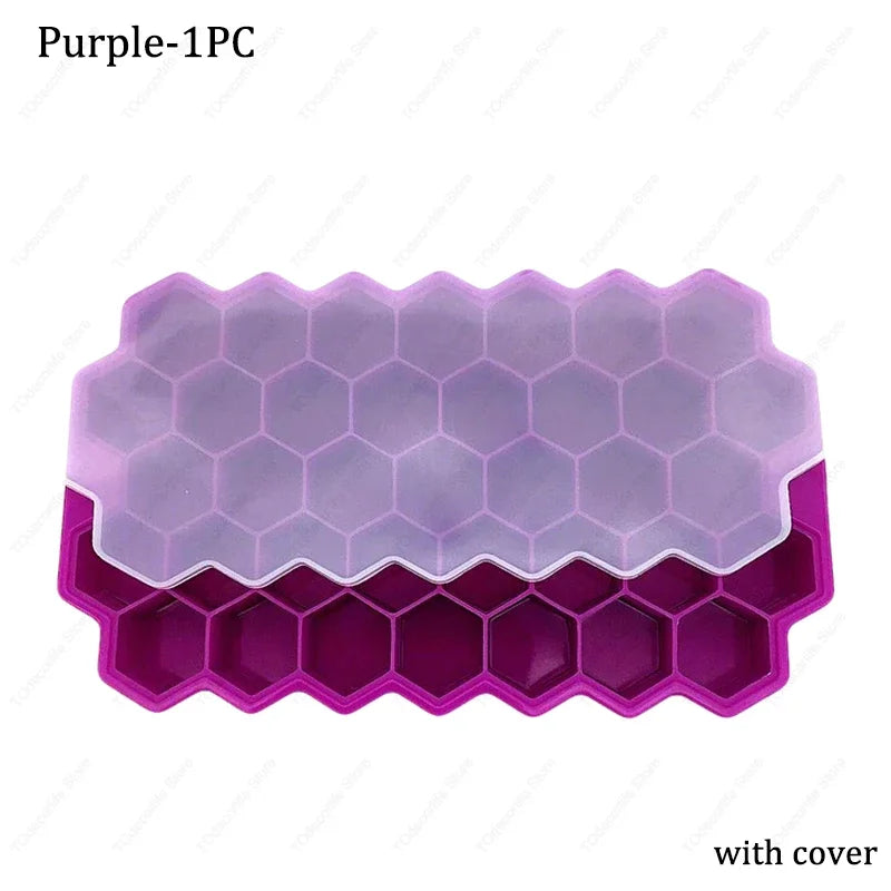 Premium Silikon Eiswürfelformen mit Deckel – Sechseckig, Wiederverwendbar