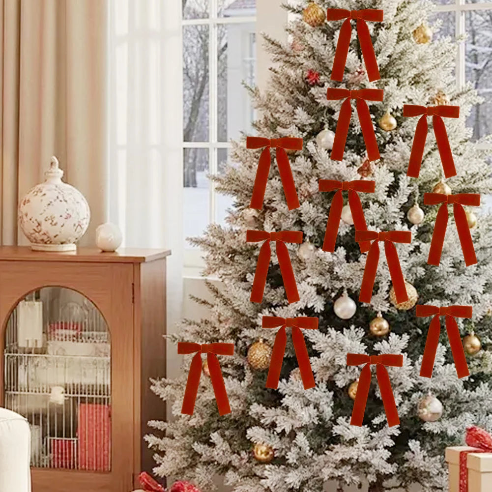 12 Samt Weinrote Schleifen für Weihnachtsbaum & Party Deko