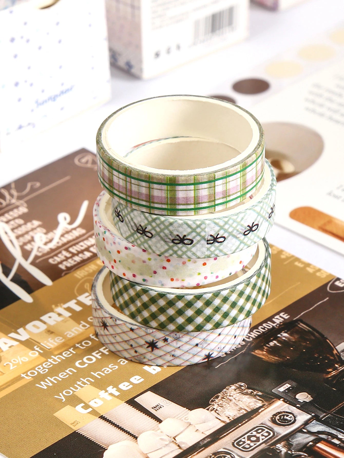 5 Rollen Washi Tape Set für Geschenkverpackung und Präzisionsarbeiten