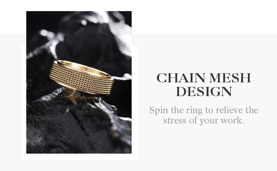 Drehbarer Edelstahl Spinner Ring mit 8mm Breite für Entspannung
