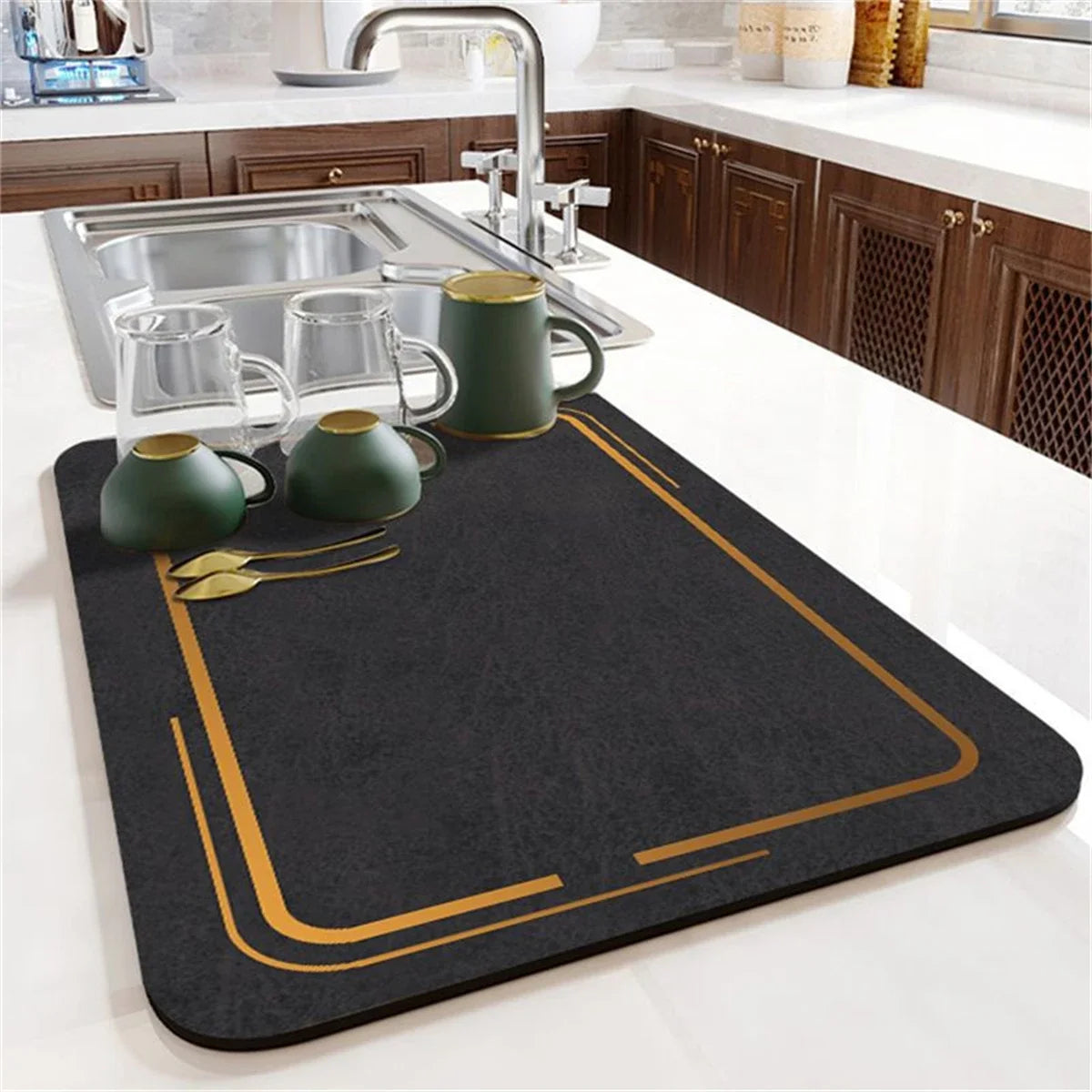 Saugfähige Silikon Tischmatte Untersetzer Küchenmatte Trockenmatte