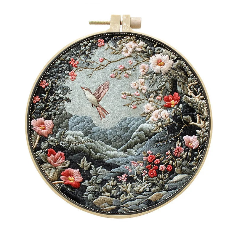 Kreuzstich Stickset mit Tier Blumenmotiv für kreative Wandgestaltung